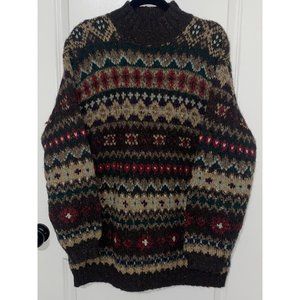 Lauren Ralph Lauren Vintage Chunky Hand Knit Wool Sweater Fair isle NEW Large